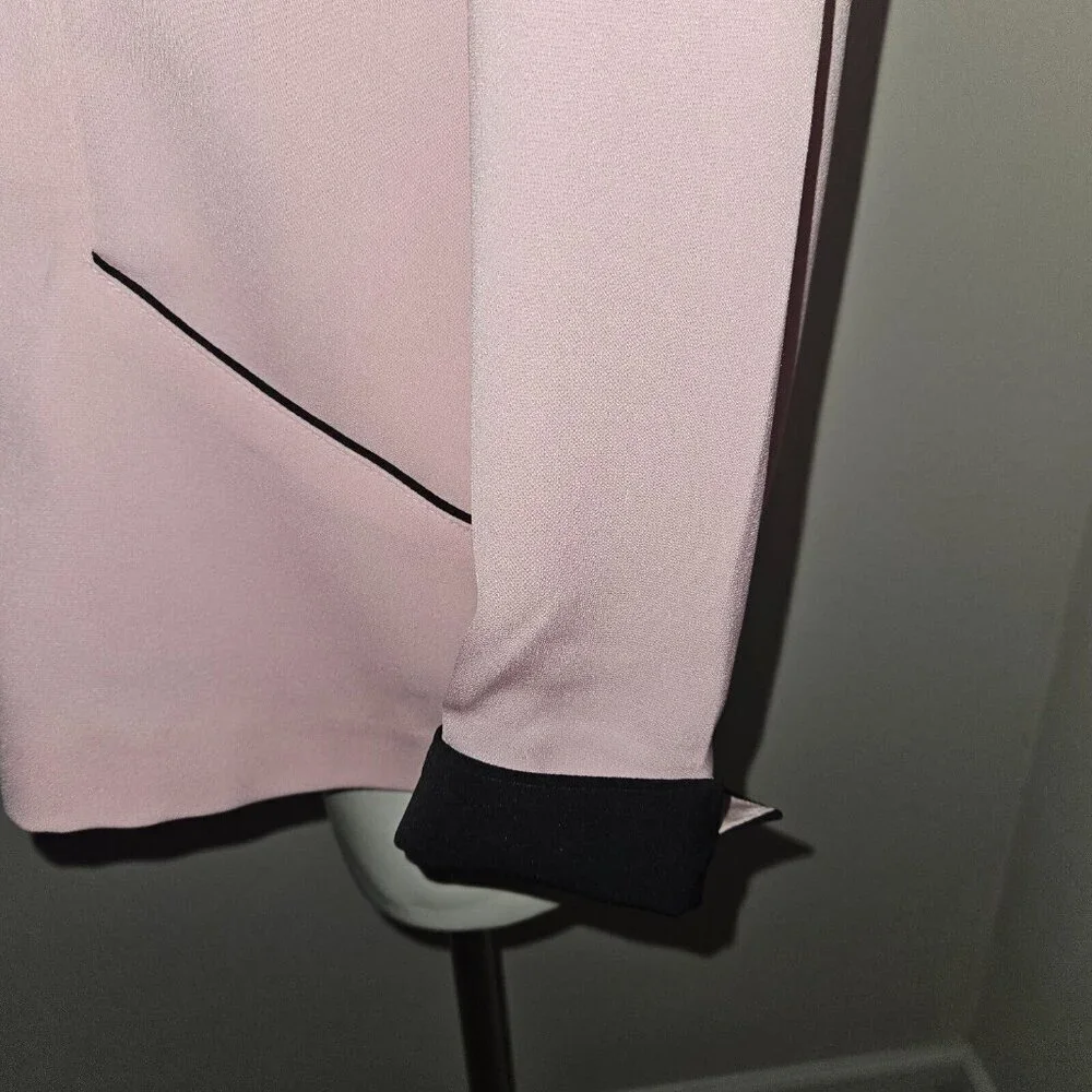 Dressbarn Pink Black Blazer Jacket Striped Tank Top Matching Set Size 10